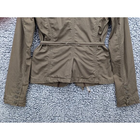 American Eagle Y2K Cargo Jacket Juniors S Velvet Tie Military Canvas Boho Brown - Picture 8 of 13